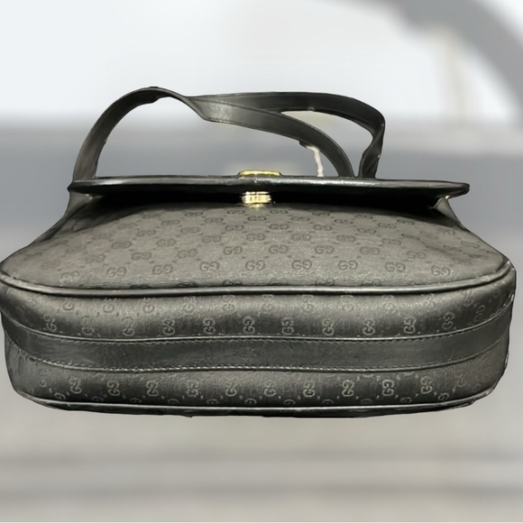 EUC GUCCI Vintage Micro GG Logo Canvas Shoulder Bag Black Navy Gorgeous - Picture 5 of 14
